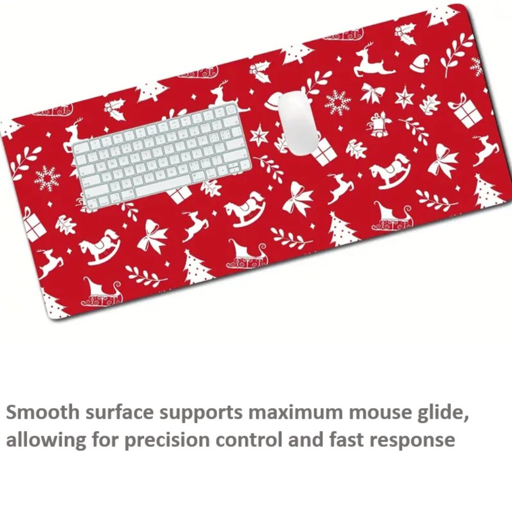 Large Desk Mat:  Red/White Christmas Pattern